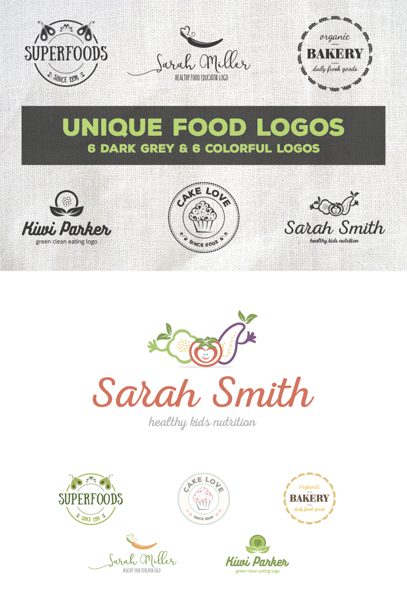 Unique Food Logos - Bundle Template de Logotipo №76591