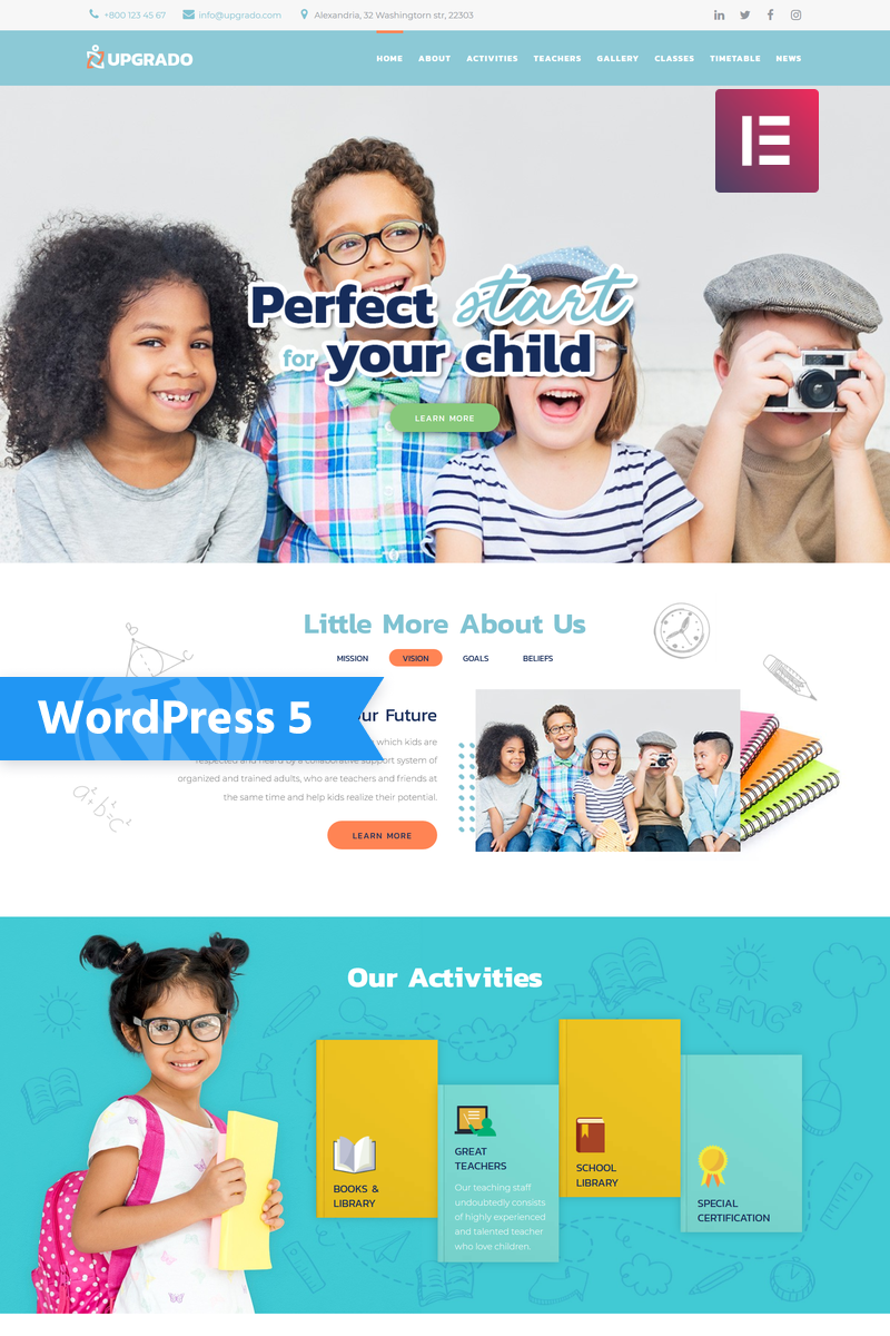 "Upgrado - Education Kids Multipurpose Modern Elementor" thème WordPress adaptatif #76561