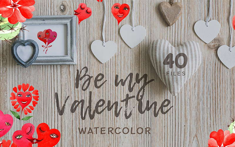 Valentine's Hearts Watercolor Png - Illustration