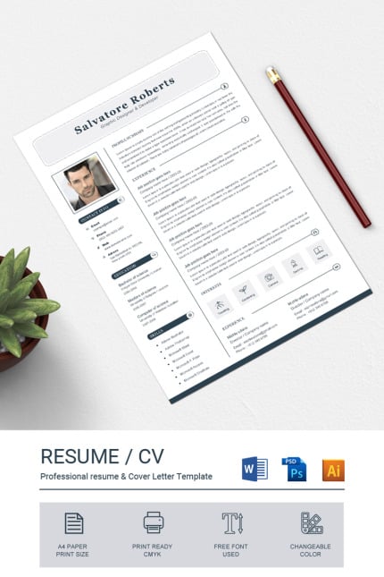 Template #76605 Clean Resume Webdesign Template - Logo template Preview