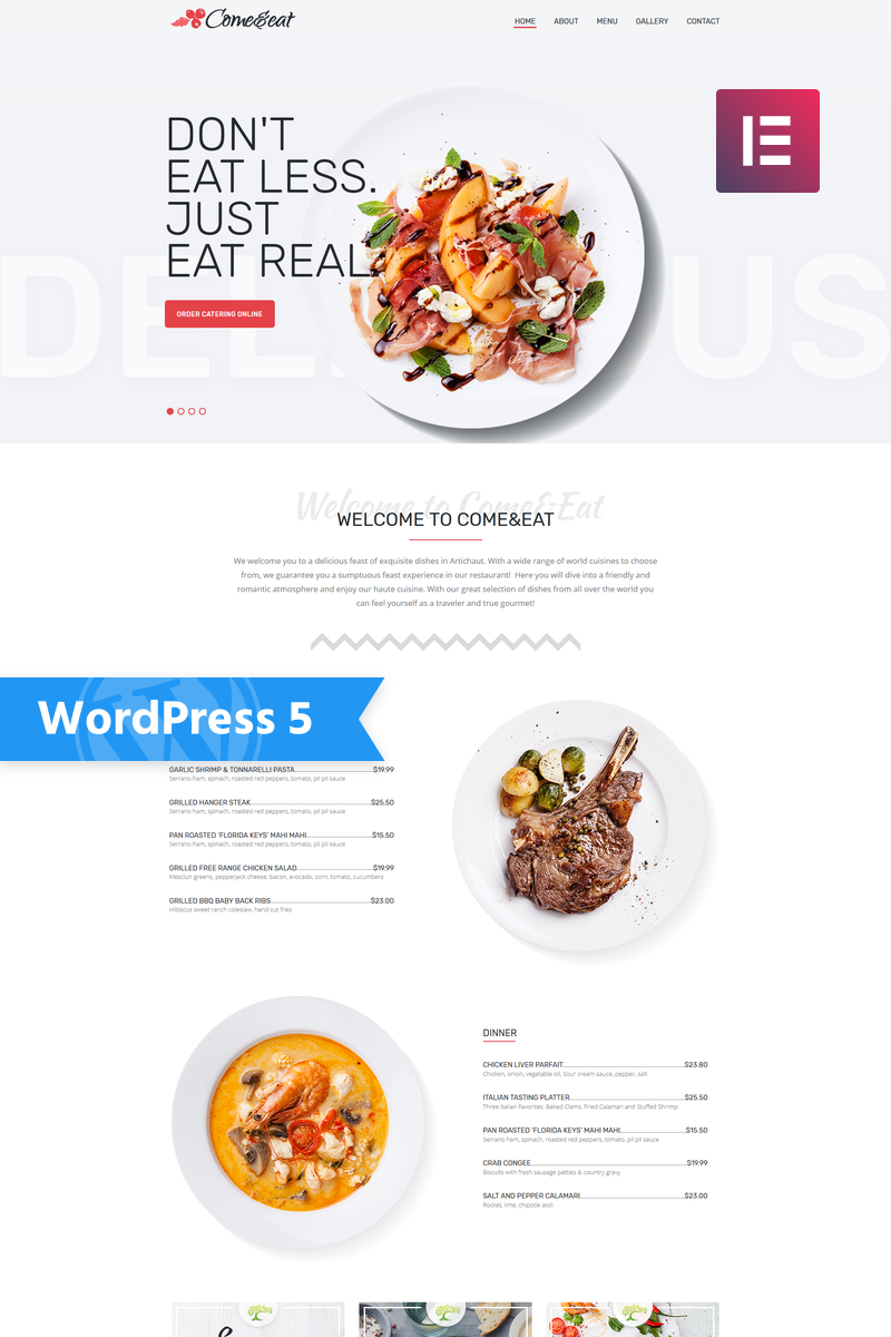 Come&Eat - Restaurant Multipurpose Modern WordPress Elementor Theme