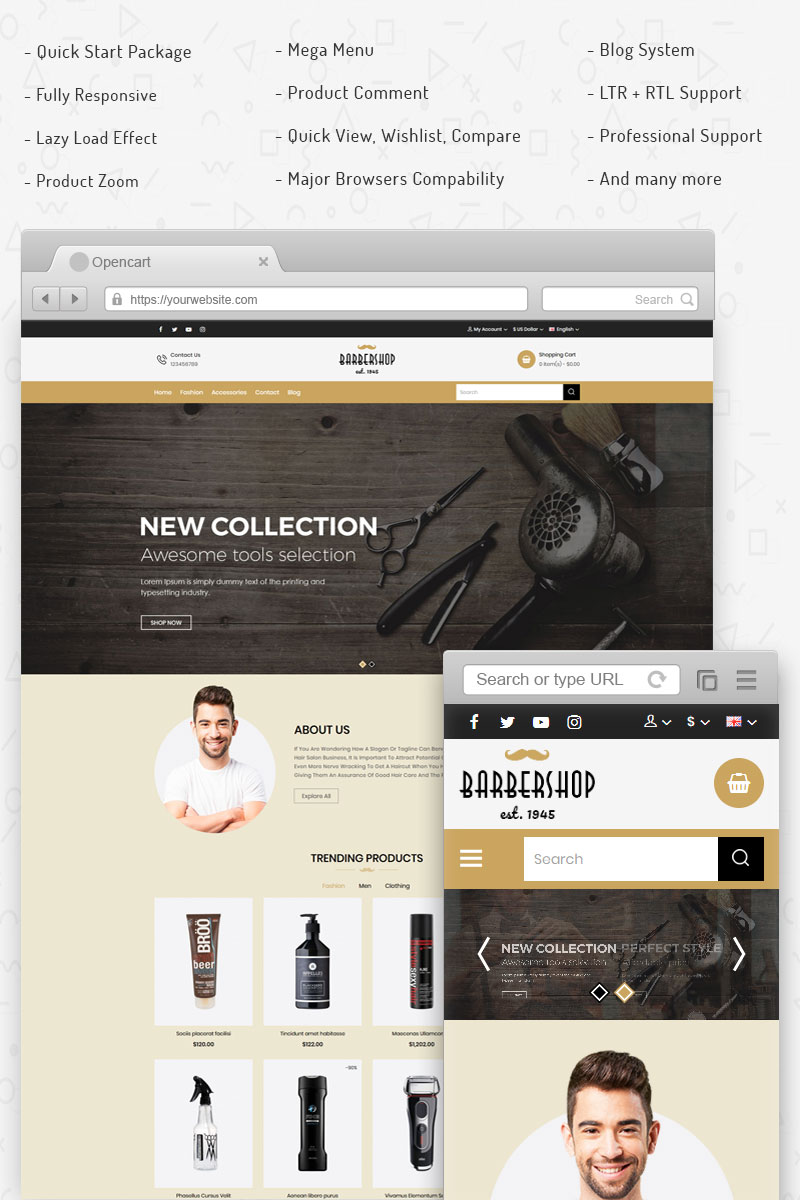 Barbershop Store OpenCart Template