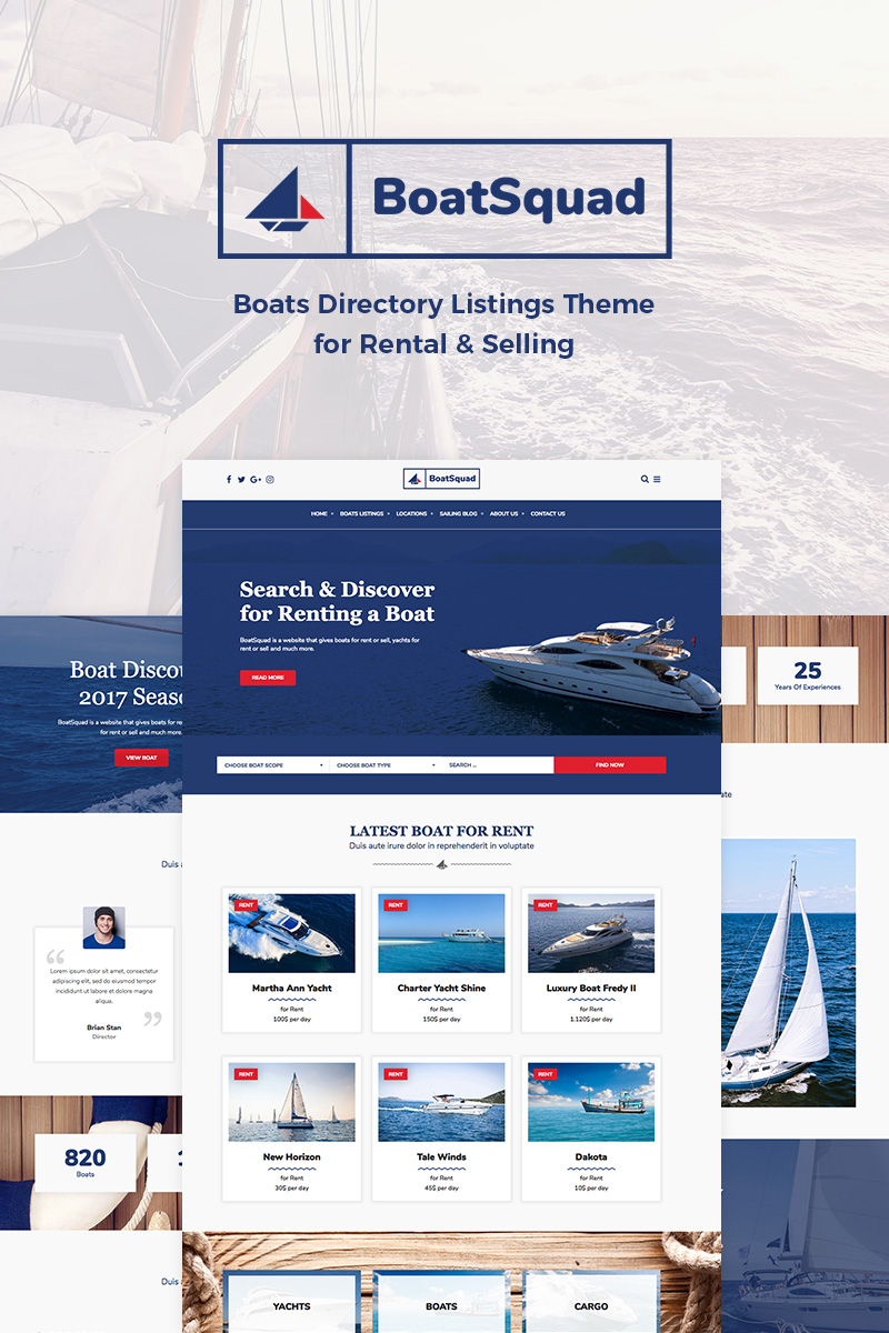 Bootstrap BoatSquad - Boats Directory Listings WordPress sablon 76603