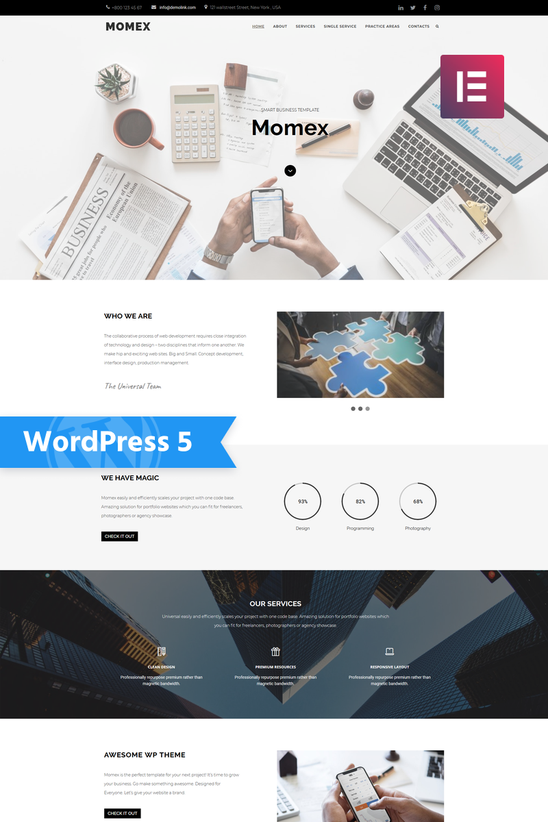Momex - Business Elementor Tema WordPress №76676 - screenshot