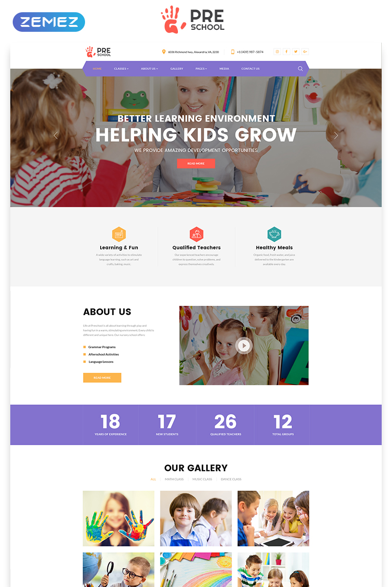 "Preschool - Education Multipage Clean HTML" modèle web adaptatif #76608
