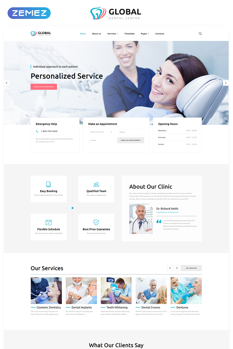 Responzivní Šablona webových stránek "Global - Dental Center Multipage Clean HTML5" #76693 - screenshot