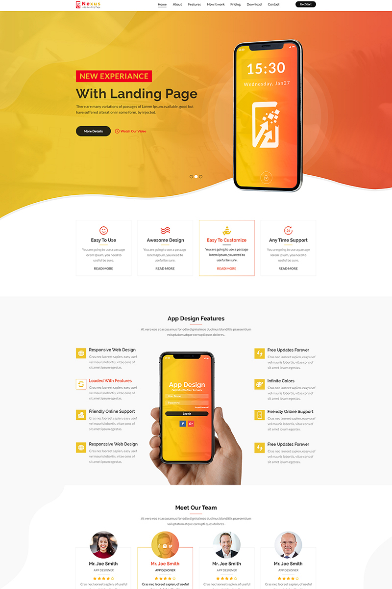 Nexus App Landing Page PSD Template