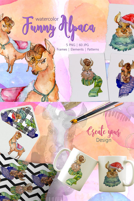 Template #76778 Alpaca Watercolor Webdesign Template - Logo template Preview