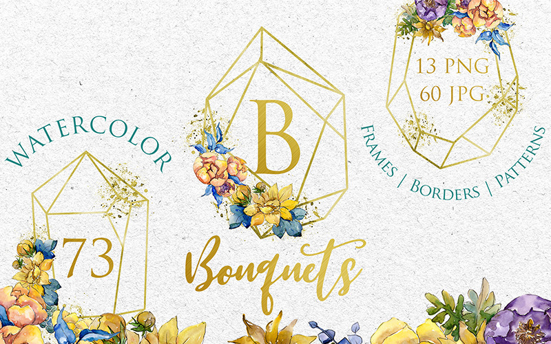 Bouquets Yellow Watercolor Png - Illustration