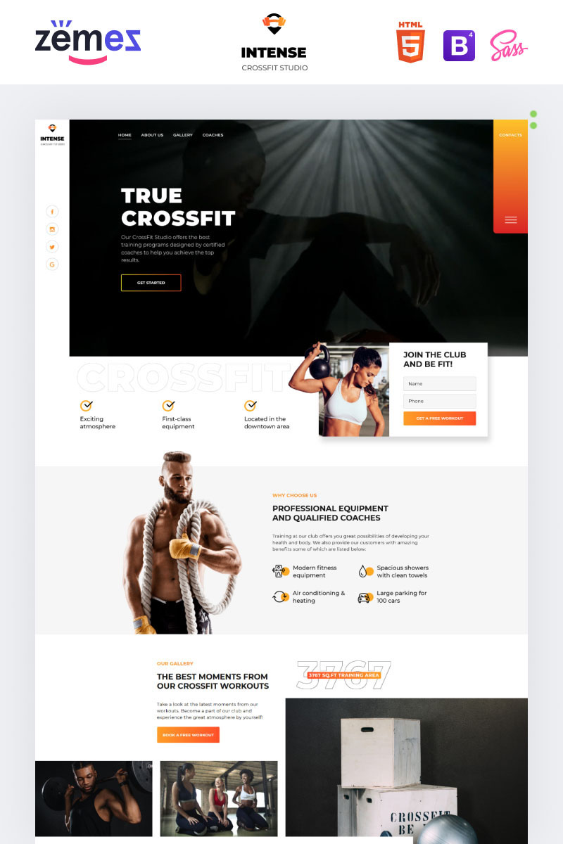 Responsywny szablon Landing Page Power - CrossFit Studio One Page Creative HTML5 #76799