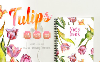 Tulips for Love Watercolor png - Illustration