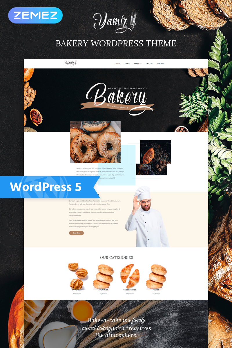 WordPress Theme namens "Yamiz - Bakery Multipurpose Animated Elementor" #76771