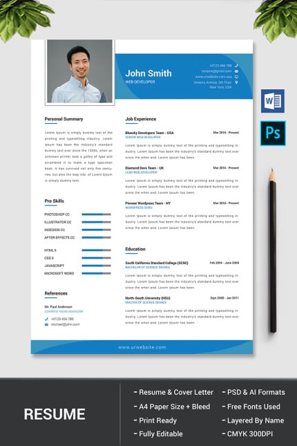 Template #76828 Clean Resume Webdesign Template - Logo template Preview