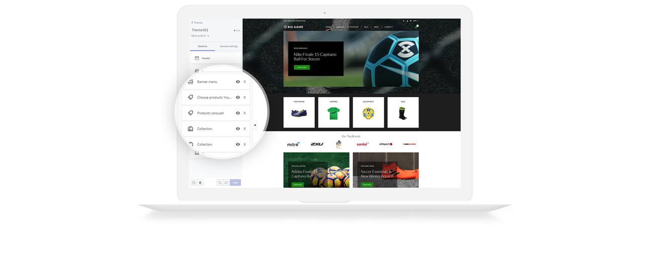 футбол магазин современный shopify тема