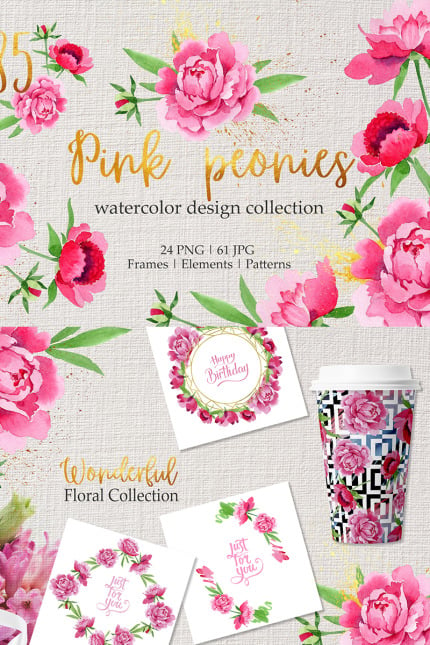 Template #76840 Pink Peonies Webdesign Template - Logo template Preview