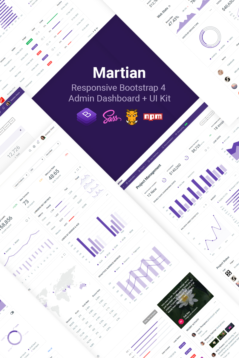 Martian - Developer-friendly Bootstrap 4 + UI Kit Admin Template - screenshot