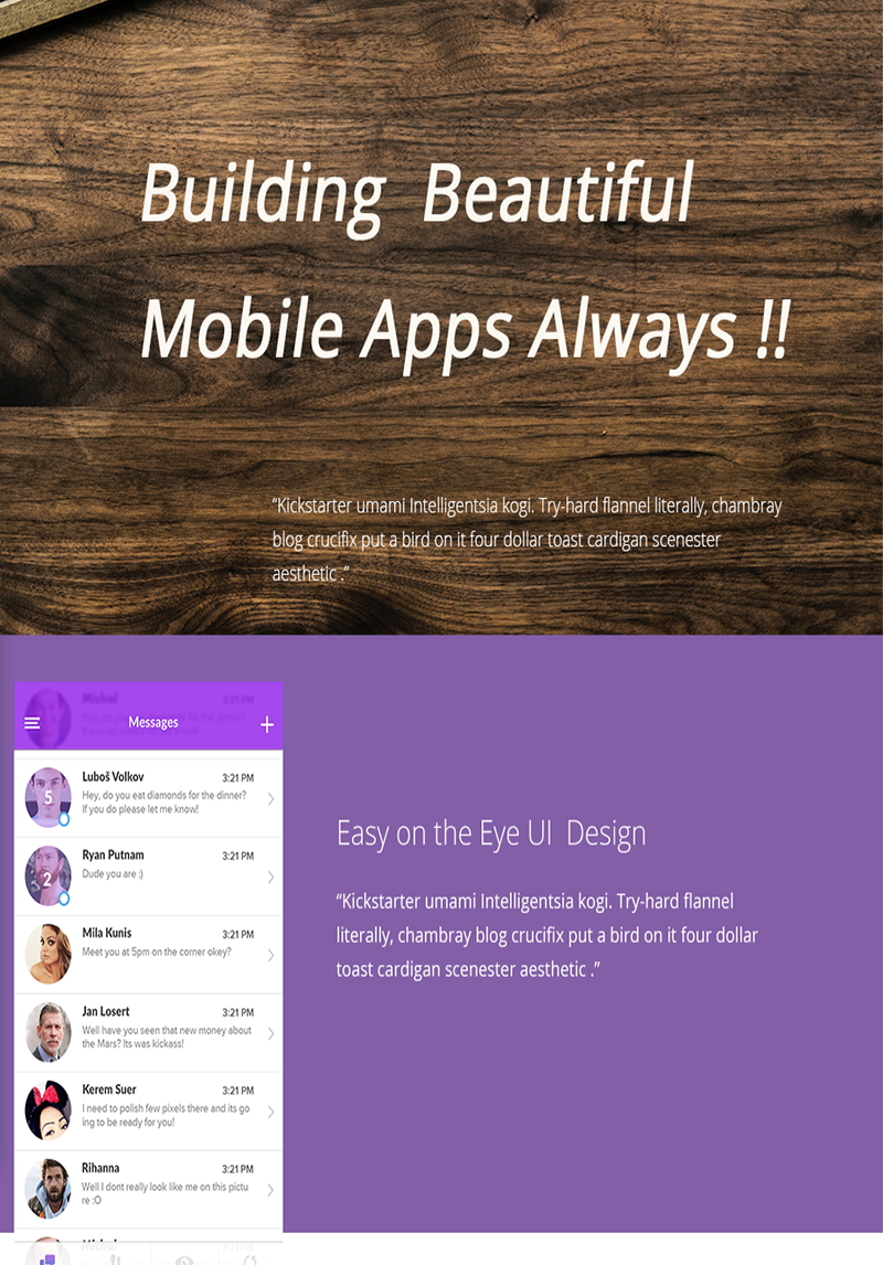 Mobile Hub - A One Page PSD Template #76826
