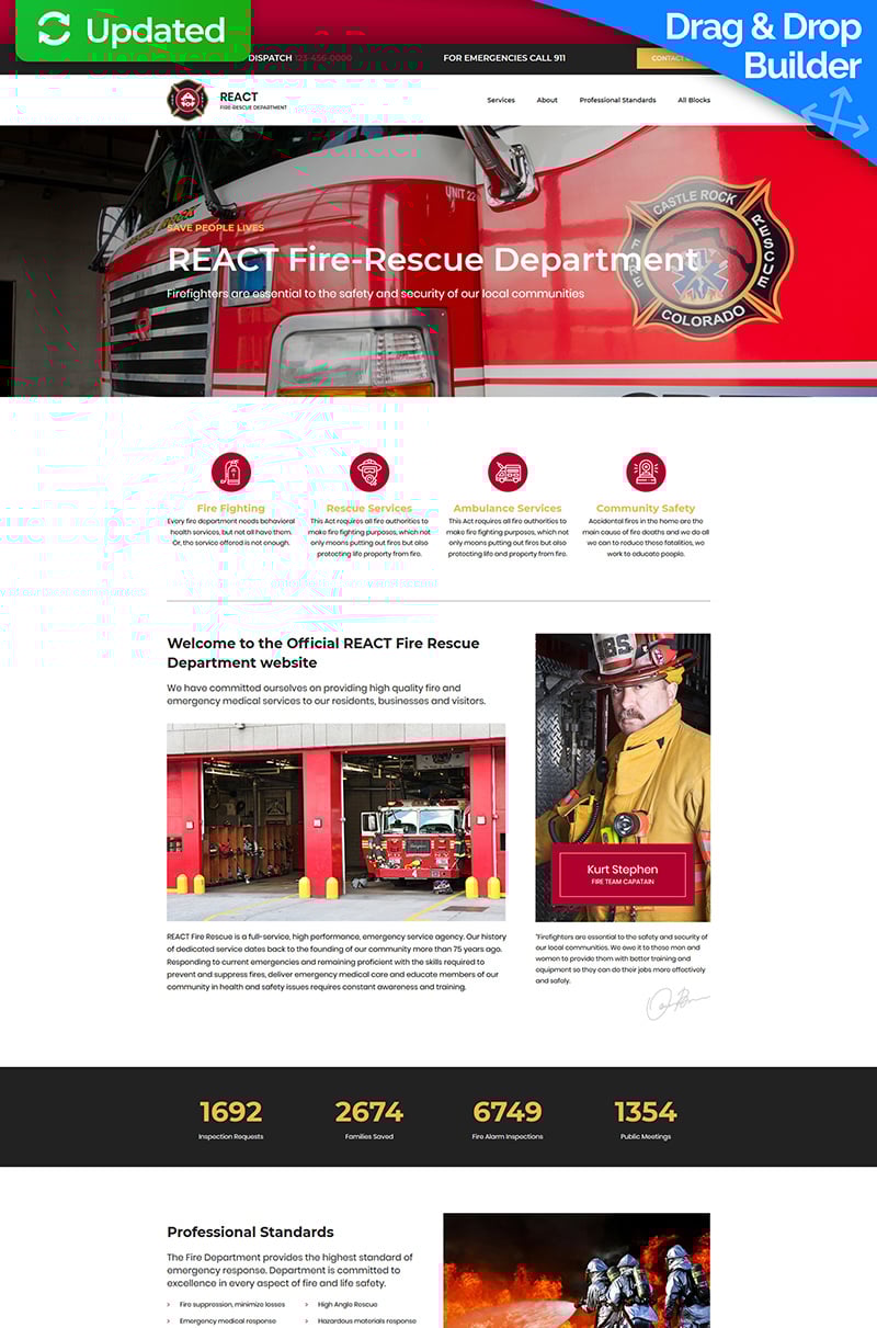 React - Fire Department Landing Page Template - screenshot