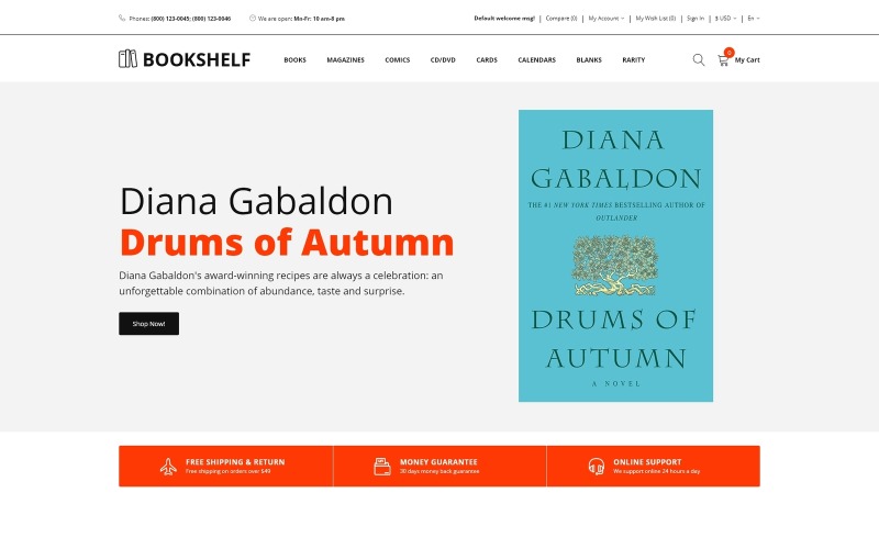 Bookshelf - Books Clean OpenCart Template