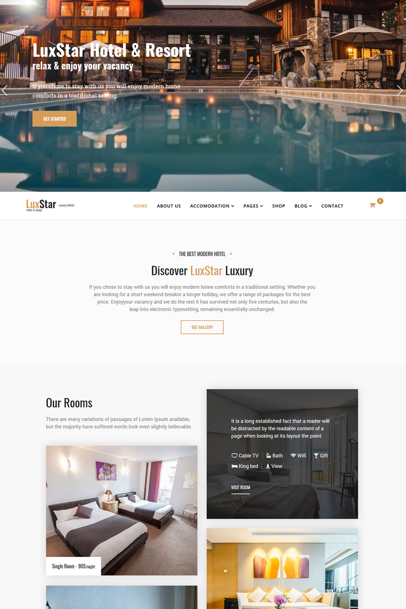 LuxStar Hotel & Resort Booking with Page Builder & Booking form Joomla Template