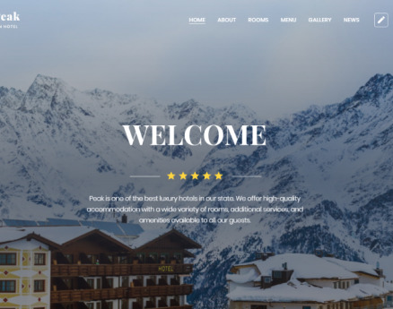 Peak - Hotels One Page Clean HTML Landing Page Template