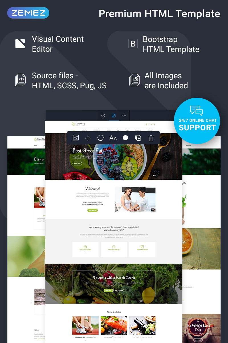 "Diane Moore - Doctor Ready-to-Use Clean HTML" - адаптивний Шаблон сайту №77040