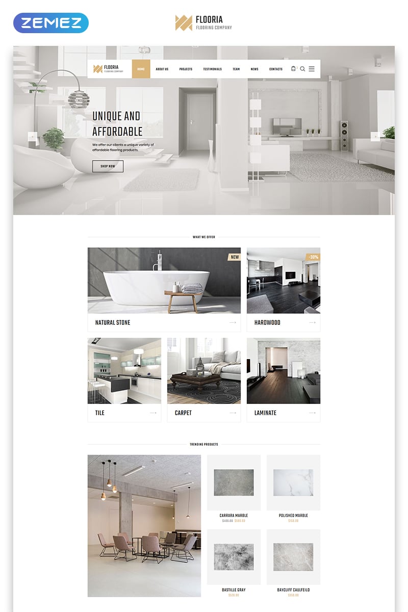 Flooria - Flooring One Page Clean HTML Landing Page Template - screenshot