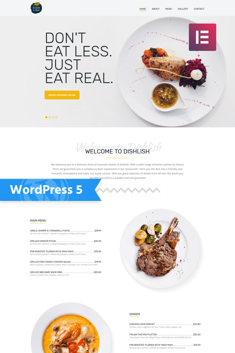 Dishlish - Restaurant Multipurpose Classic WordPress Elementor Theme
