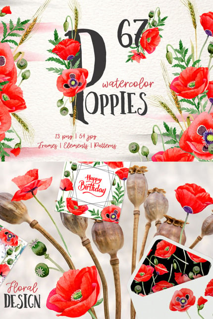 Template #77197 Poppies Red Webdesign Template - Logo template Preview