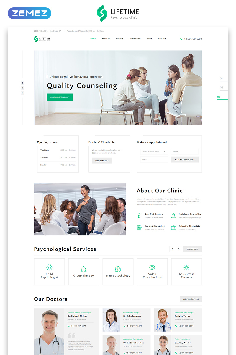 Lifetime - Psychologist Clean HTML №77145