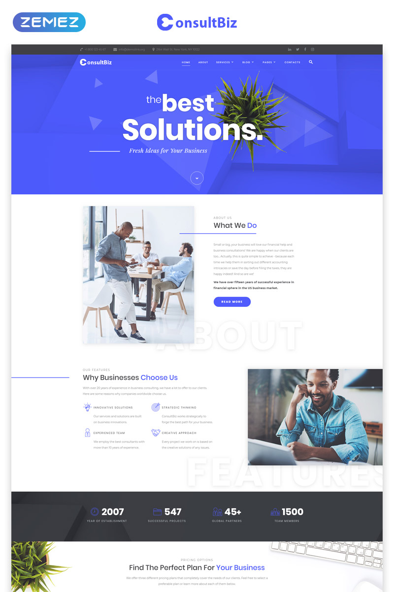 Plantilla Web "ConsultBiz - Financial Advisor Multipage Classic HTML Bootstrap" #77289