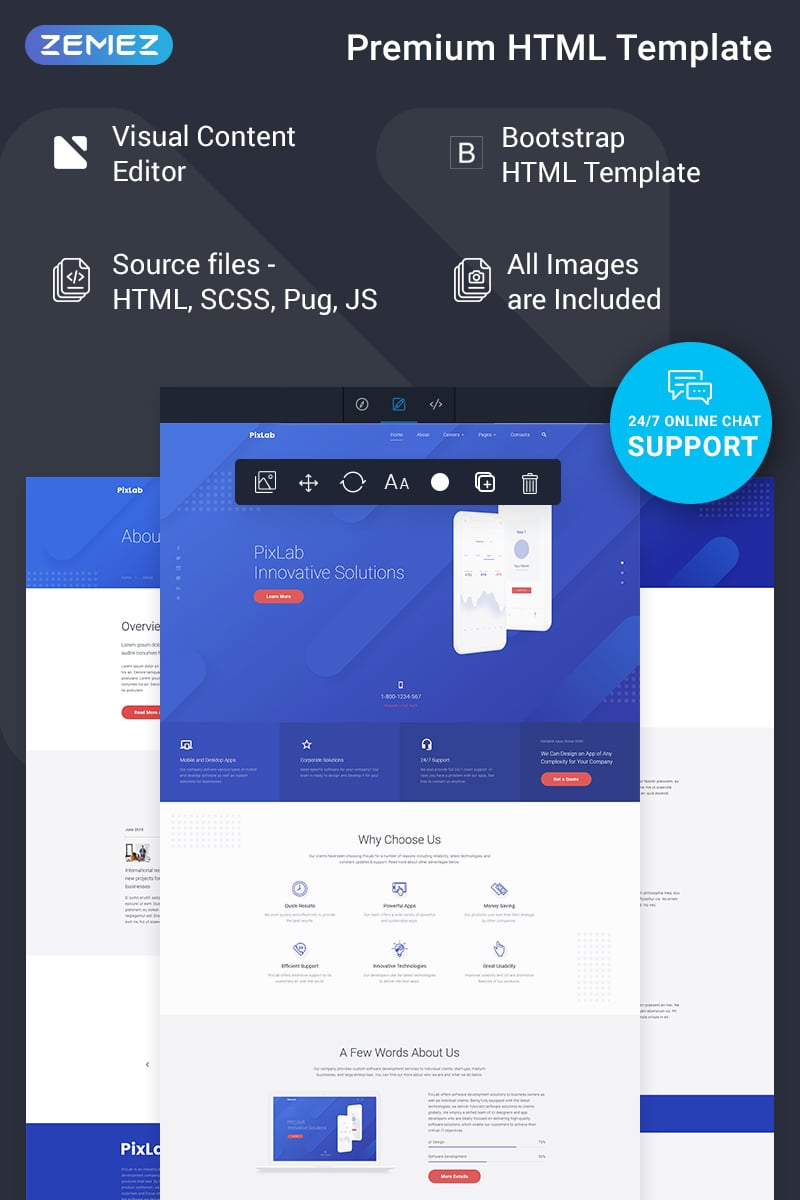 Responsive PixLab - Software Company Ready-to-Use Creative HTML Web Sitesi #77219 - Ekran resmi