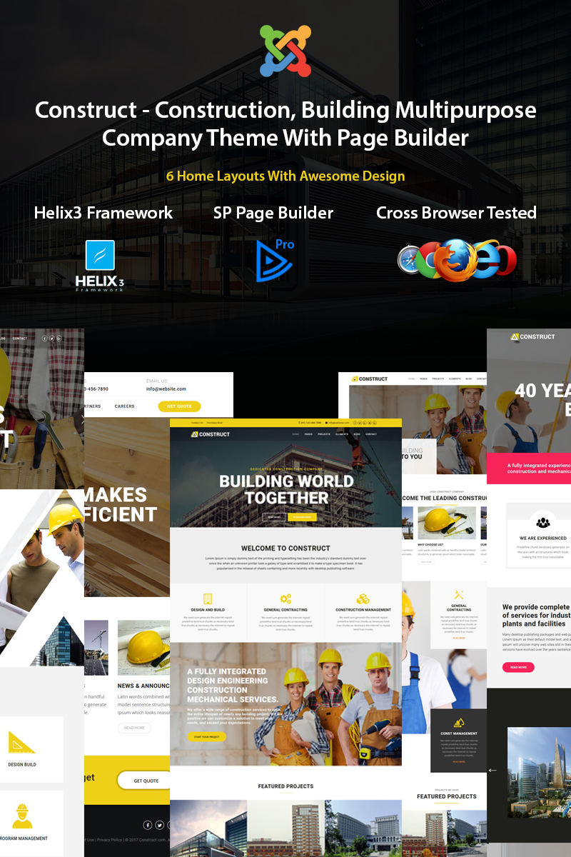 Reszponzív Construct - Construction, Building Joomla sablon 77296