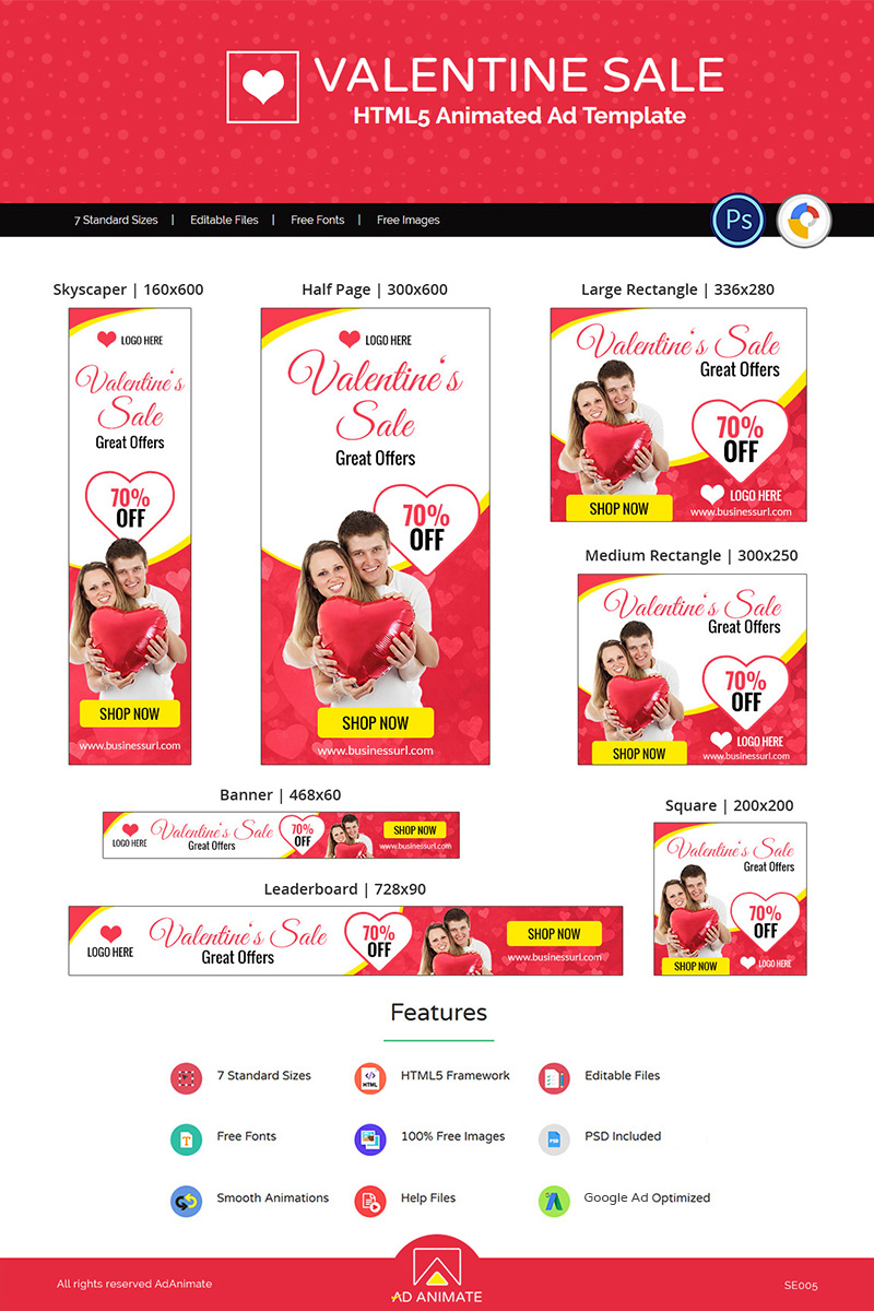 "Valentine Sale Shopping" Animated Banner №77241