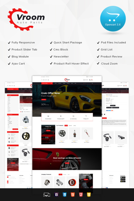Template #77365 Auto Vroomautoparts Webdesign Template - Logo template Preview