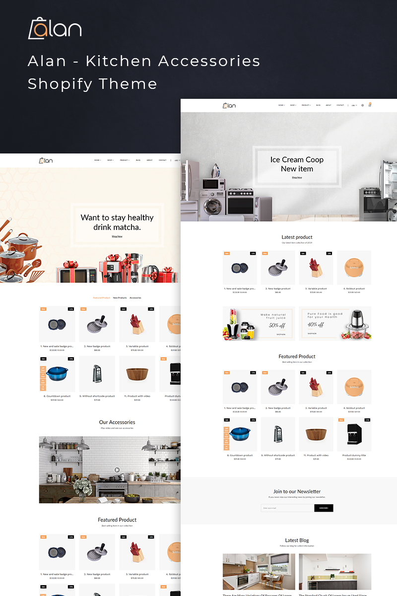 Alan - Kitchen Accessories Tema de Shopify №77391 - screenshot