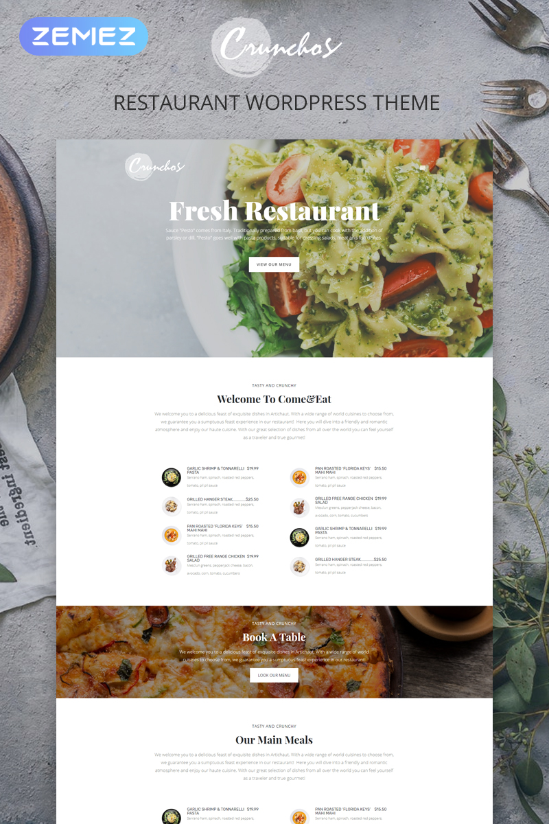 "Crunchos - Restaurant Ready-to-Use Modern Elementor" - адаптивний WordPress шаблон №77397