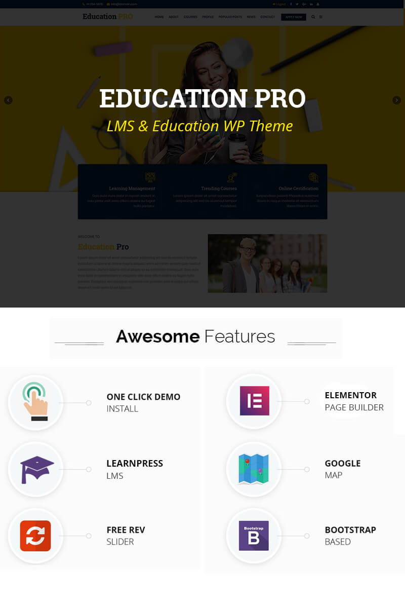 "Education Pro | LMS & Education" 响应式WordPress模板 #77372