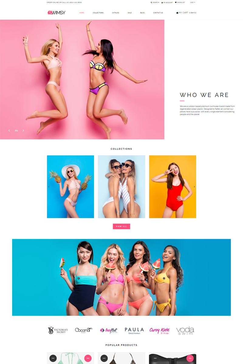 Tema Shopify "SWIMSY - Swimwear Stylish" #77385 - captura de pantalla
