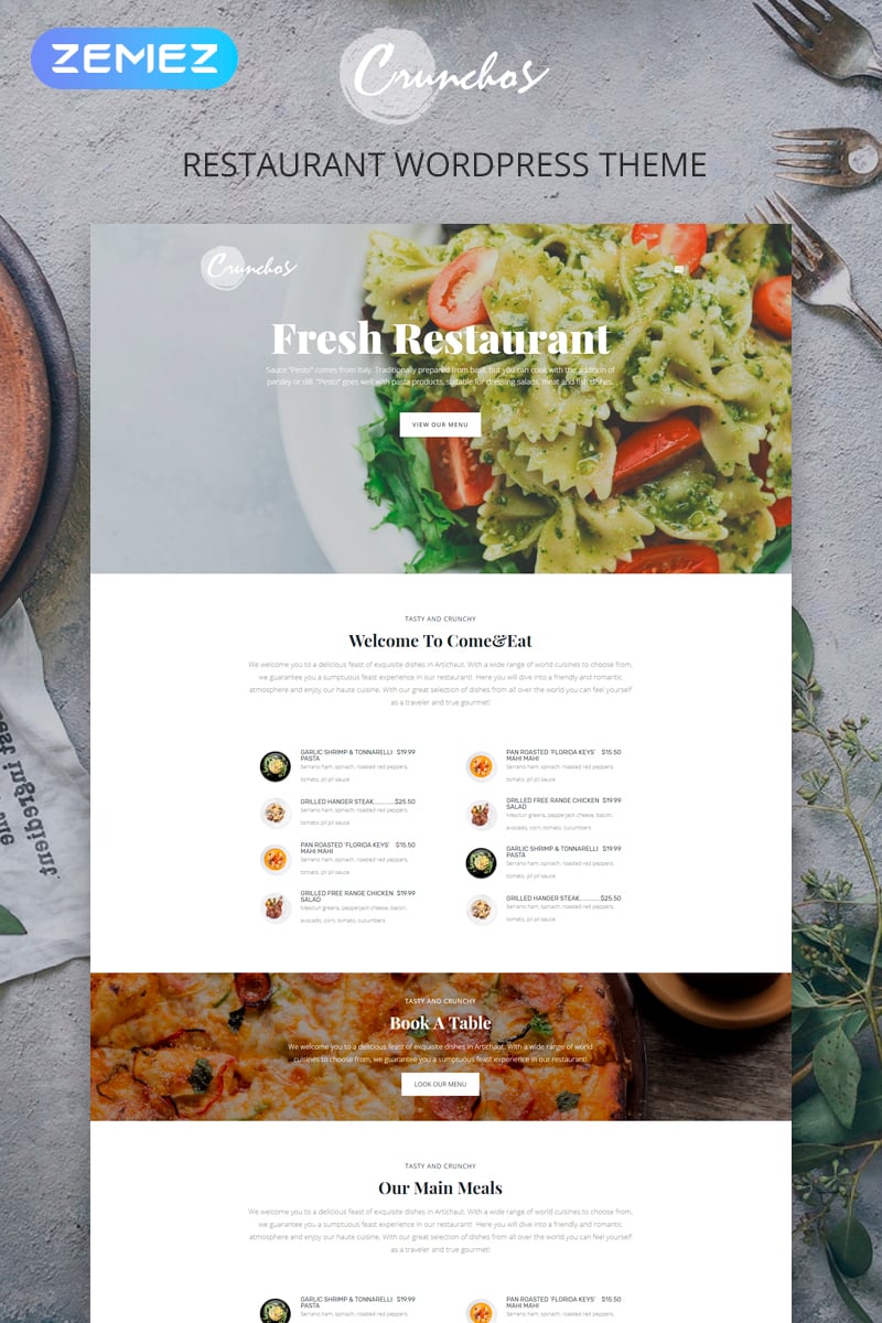 Tema WordPress Responsive #77397 "Crunchos - Restaurant Ready-to-Use Modern Elementor"