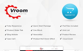 Vroom Auto Spare-Parts Store OpenCart Template