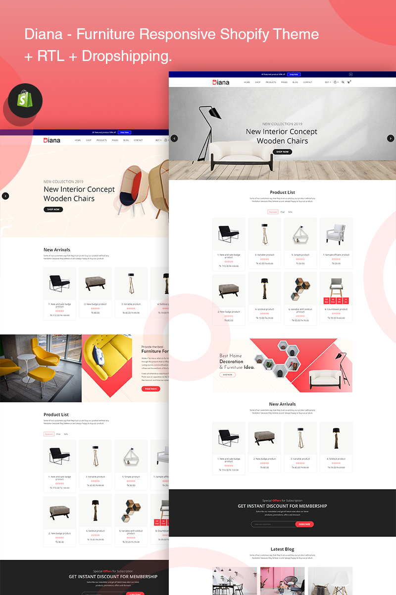 Demo For Diana Furniture Responsive Shopify Theme 77406