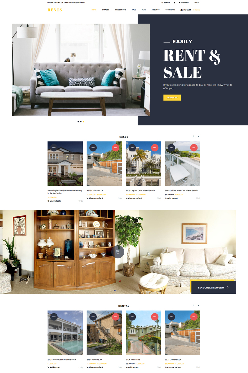 Responsywny szablon Shopify RENTS - Real Estate Multipage Clean #77403 - zrzut ekranu