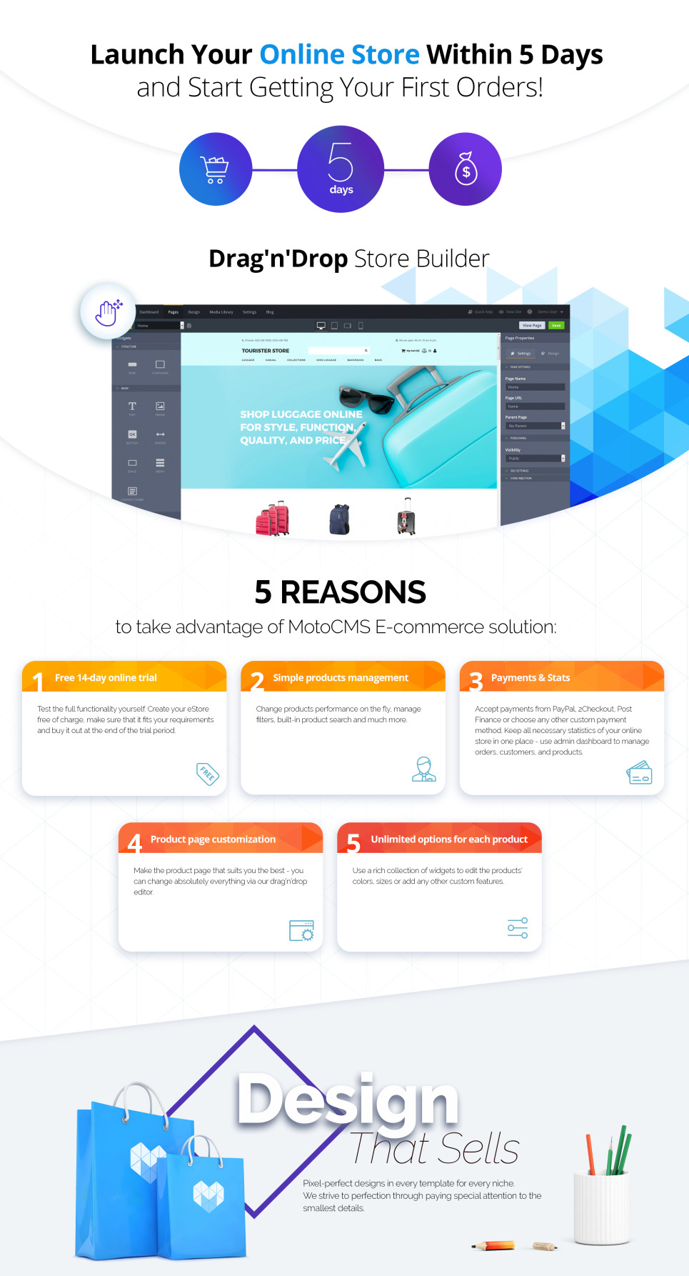 Travel Bag site Template for Luggage Store MotoCMS