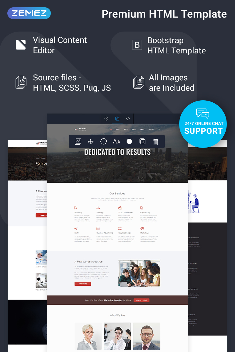 Plantilla Web "Marketic - Advertising Agency Ready-to-Use Clean HTML" #77547
