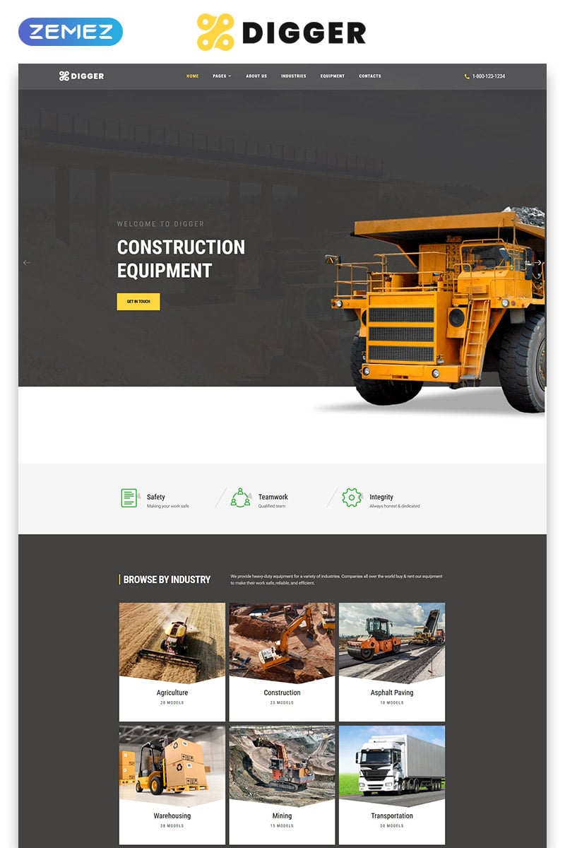 Responsivt DIGGER - Tools & Equipment Multipage Classic HTML Hemsidemall #77533