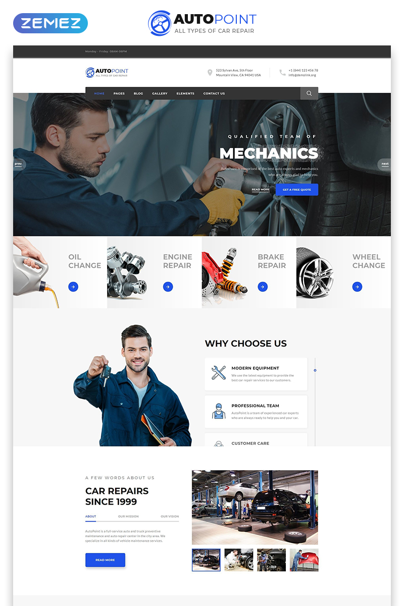 "Autopoint - Car Repair Multipage Creative HTML" modèle web adaptatif #77642