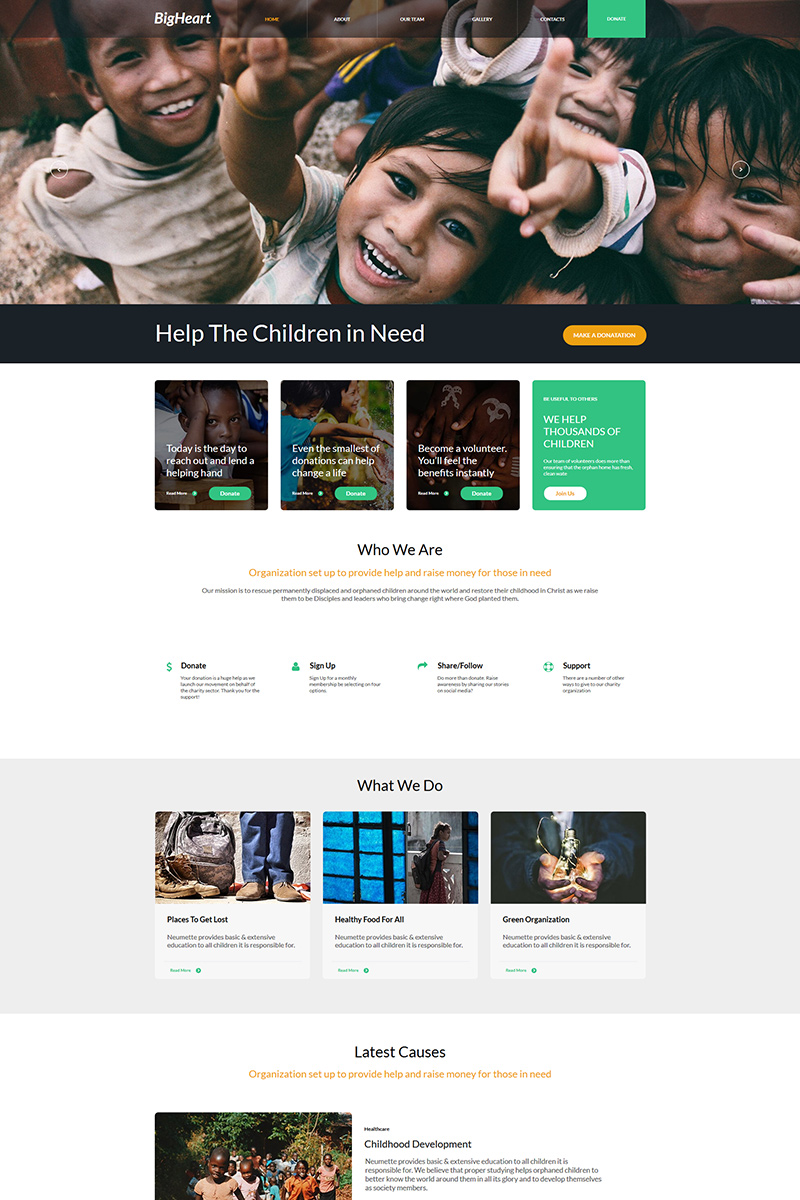 "BigHeart - Charity" modèle Moto CMS HTML #77617