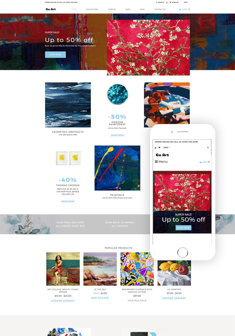 Go Art - Art Clean Creative Shopify Theme #77649