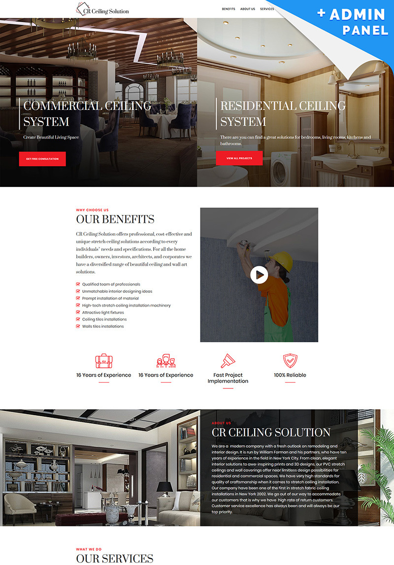 Stretch Ceiling Landing Page Template 77615